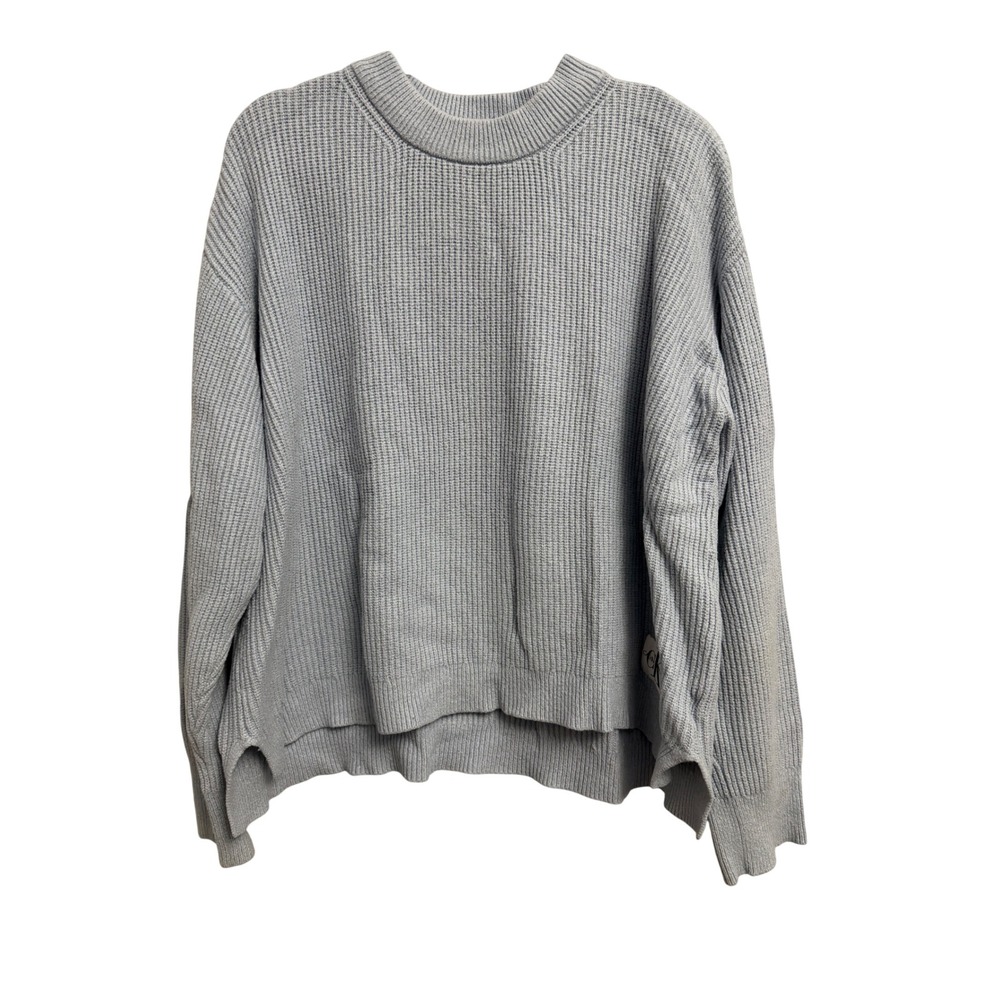 Calvin Klein Jeans Womens XL Blue Shaker Knit Oversized Crewneck Sweater Top
